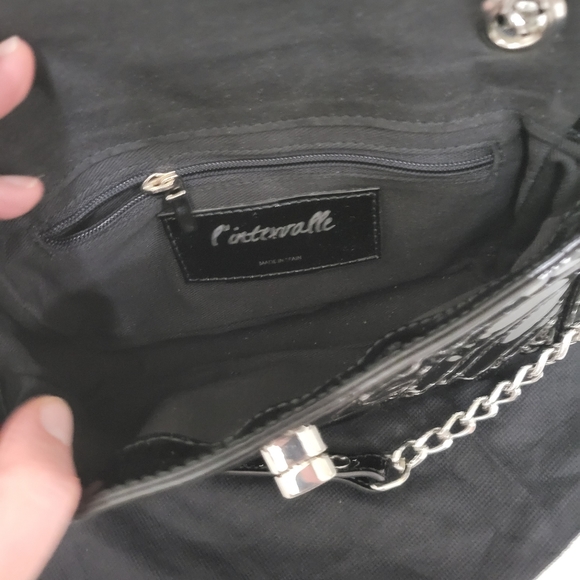 NEW L'Intervalle Shiny Black Convertible Purse  (AF2) - Picture 4 of 4